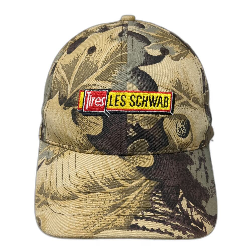 GO USA Snapback Beige One Size Les Schwab Tires Leaf Camo Hunting Fishing Hat